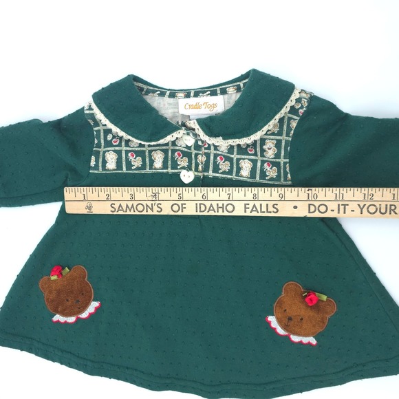 Vintage Cradle Togs Green Teddy Bear Outfit Set Size 12M - Picture 6 of 11